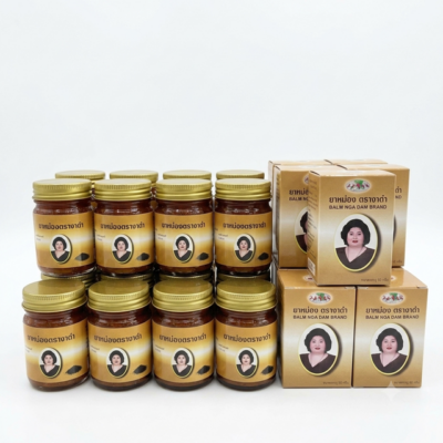 ยาหม่องงาดำ แม่กุหลาบ ขนาด 50 กรัม 12 ขวด ( 1 โหล )