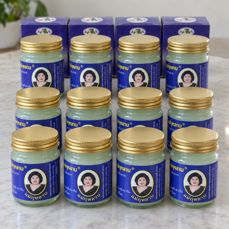 ยาหม่องลำไย แม่กุหลาบ ขนาด 50 กรัม 12 ขวด